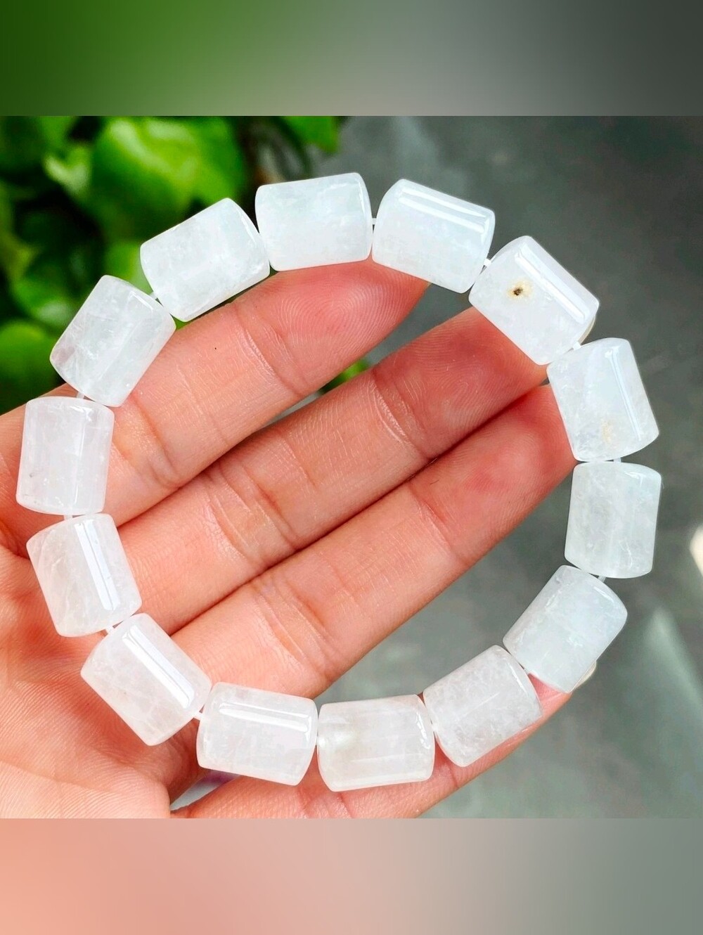 13mm Natural White Phantom Quartz Crystal Beads Bracelet AAA